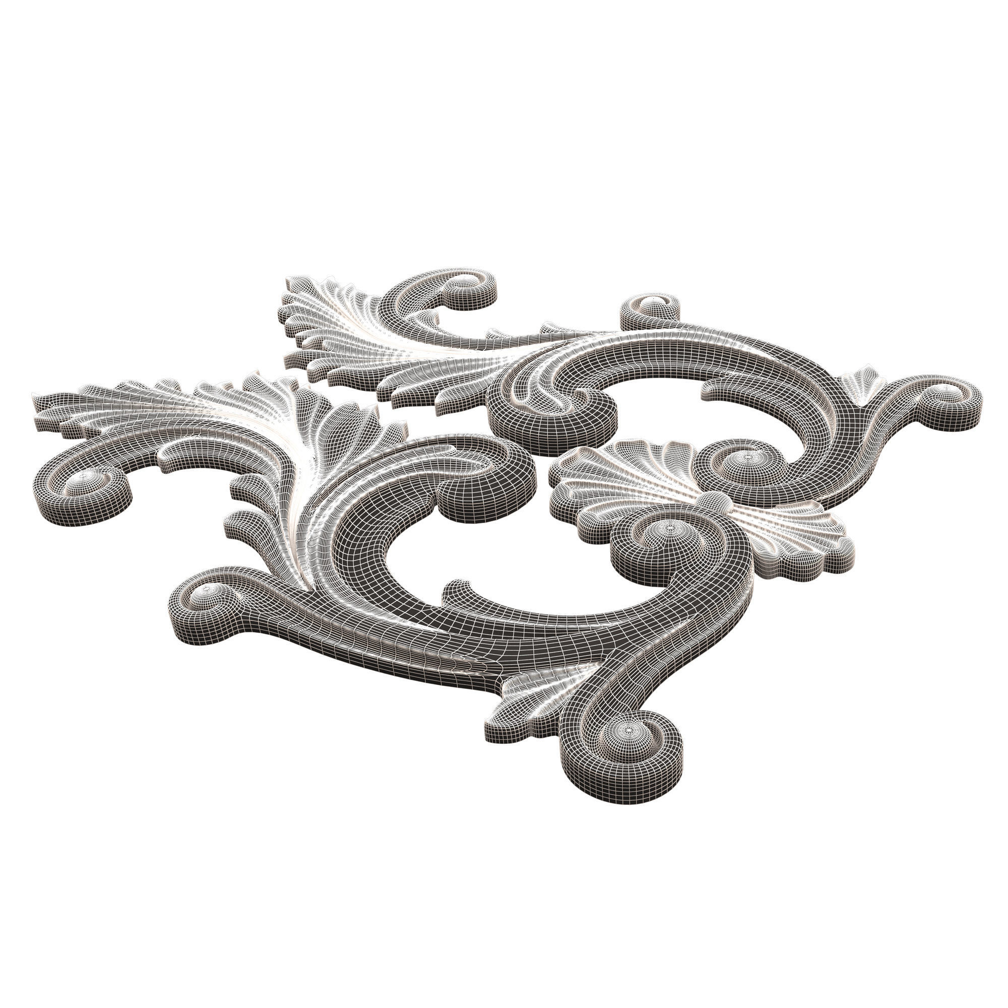 Carved Plaster Molding Decoration 042 Low-poly 3D model_11