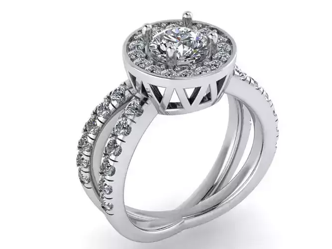 Round Halo Split Shank Ring 0101