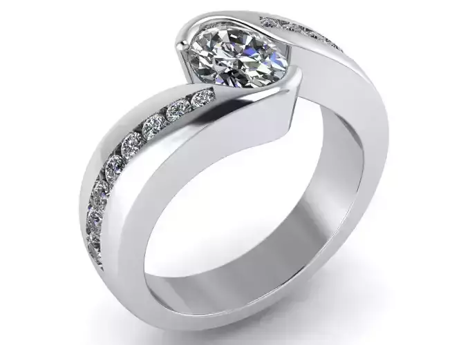 Oval Diamond Tension Ring 0102