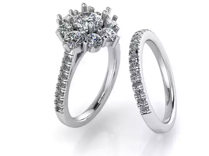 Flower Diamond Wedding Set 0106