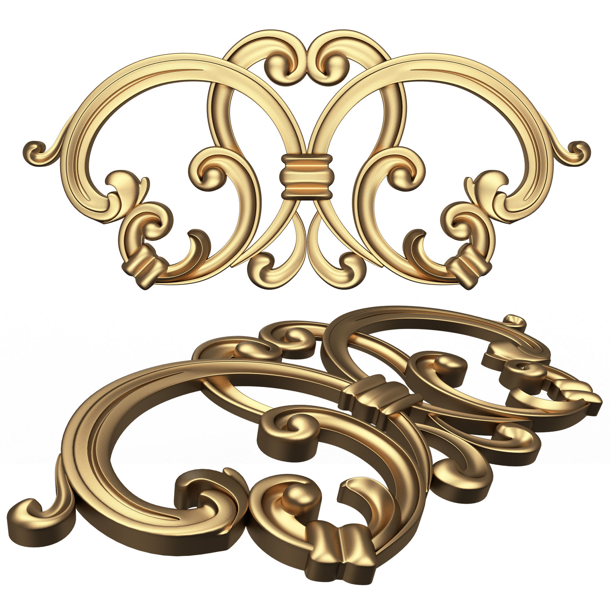 Collection of Carved Plaster Molding Decorations Low-poly 3D model_10