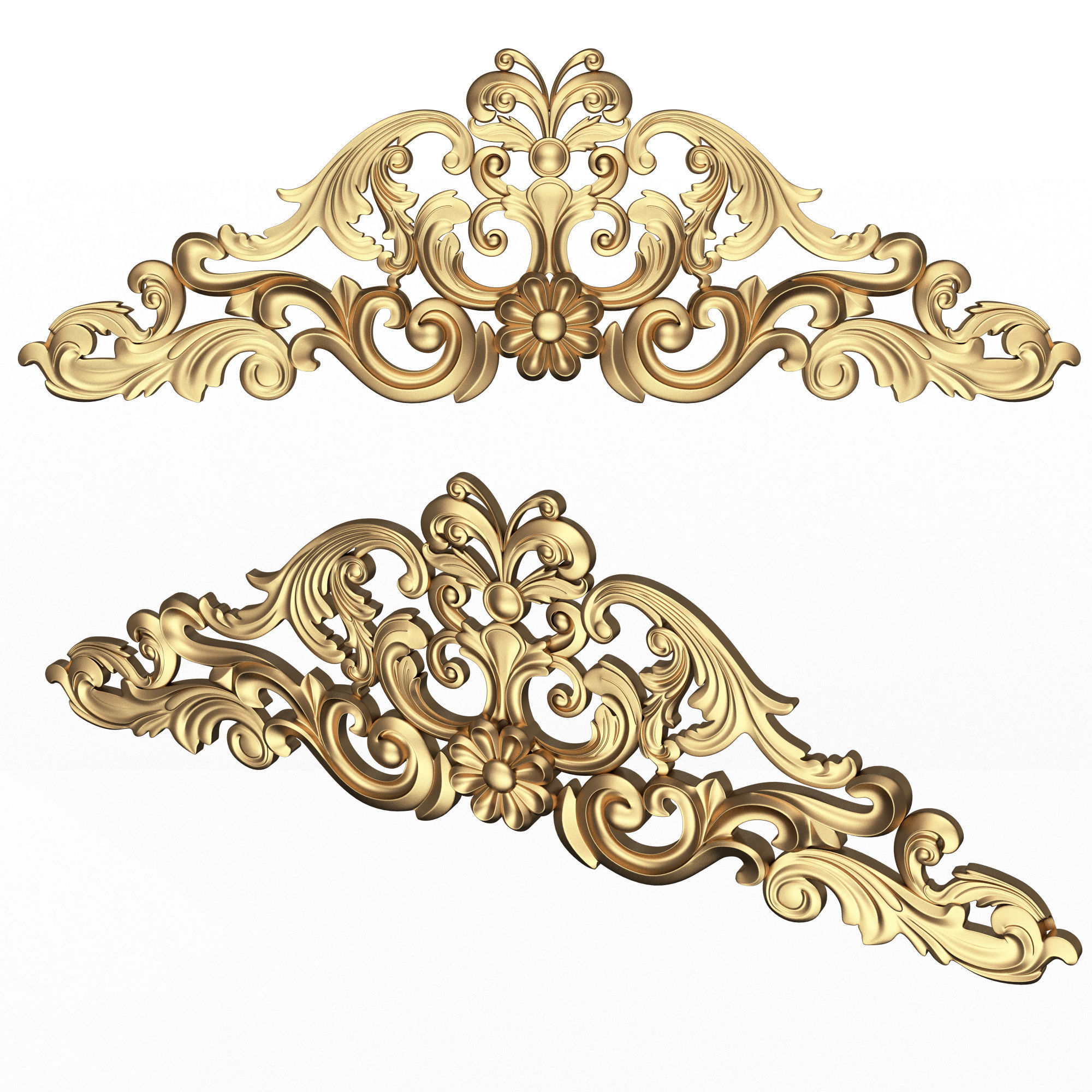 Collection of Carved Plaster Molding Decorations Low-poly 3D model_33