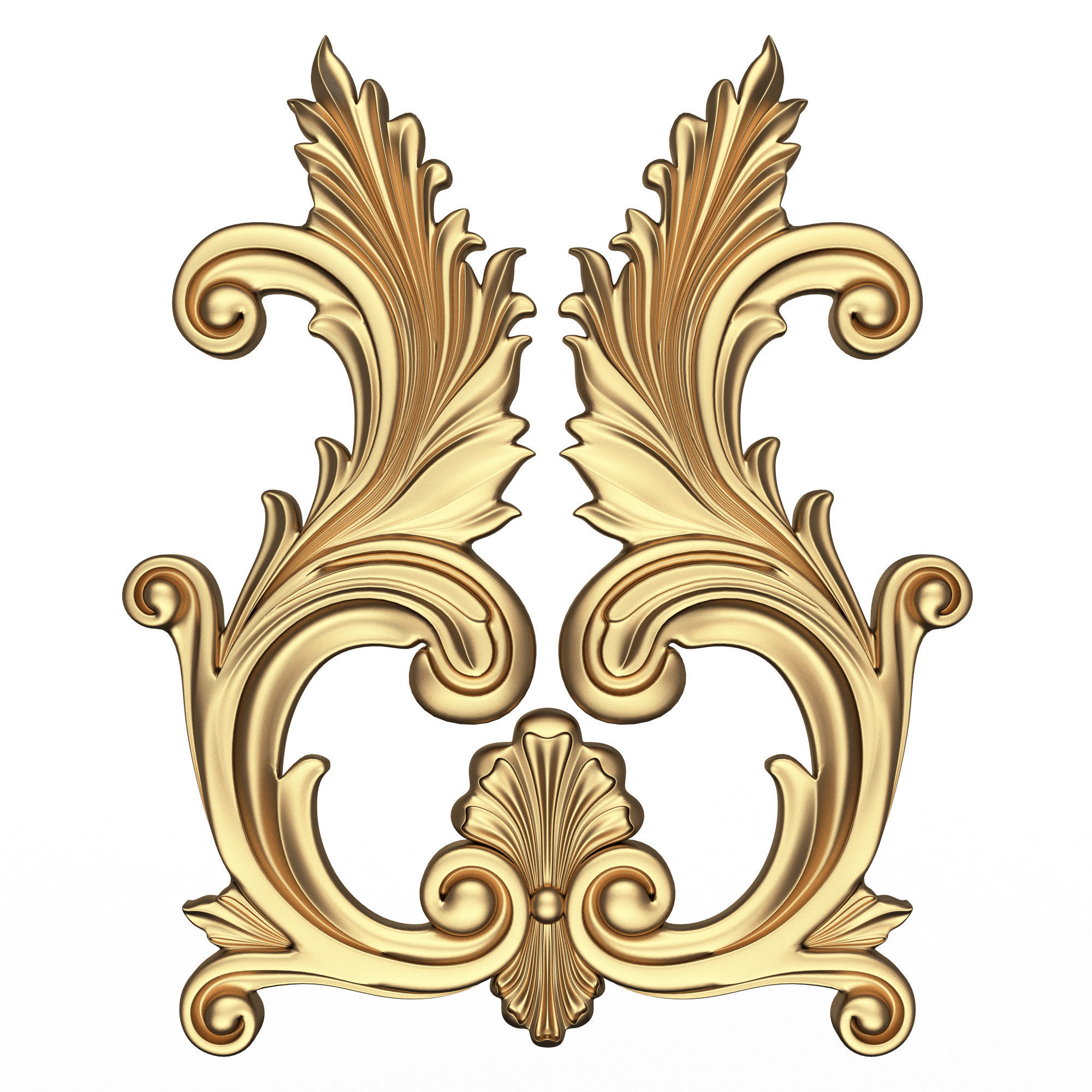 Collection of Carved Plaster Molding Decorations Low-poly 3D model_36