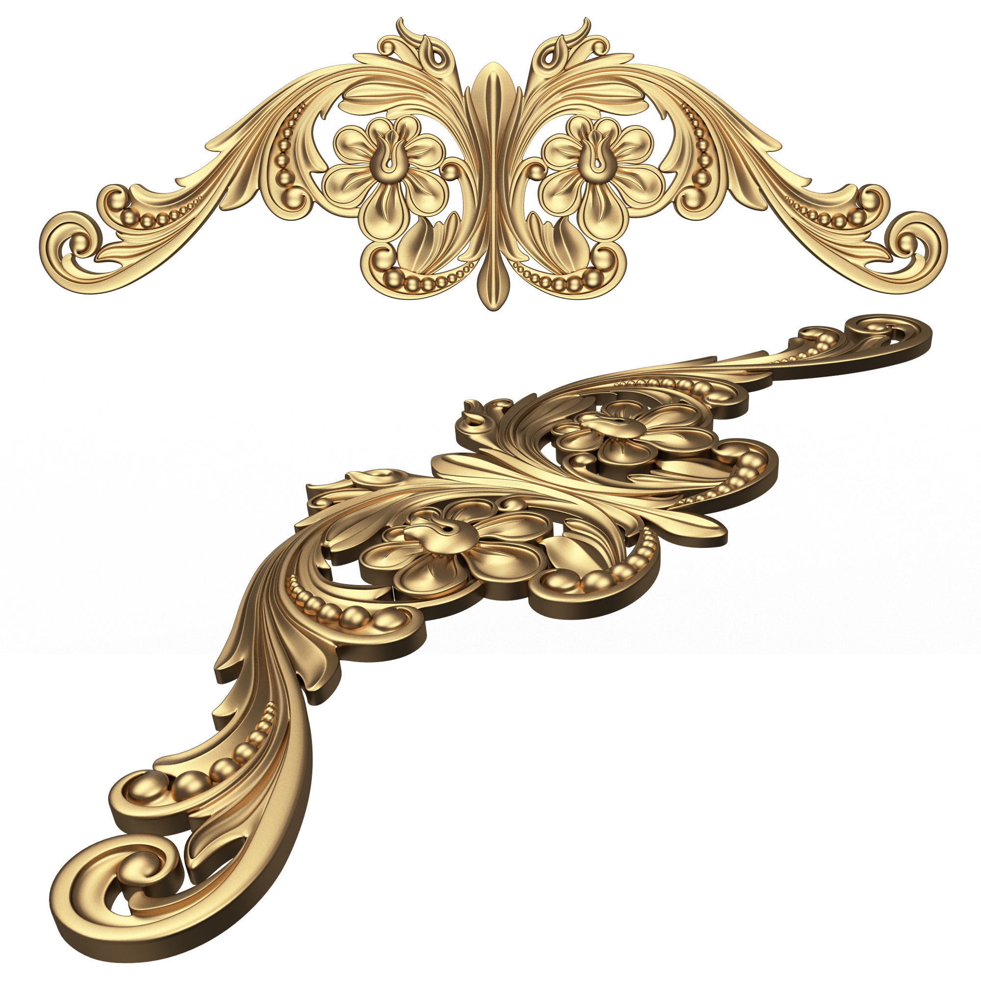 Collection of Carved Plaster Molding Decorations Low-poly 3D model_27