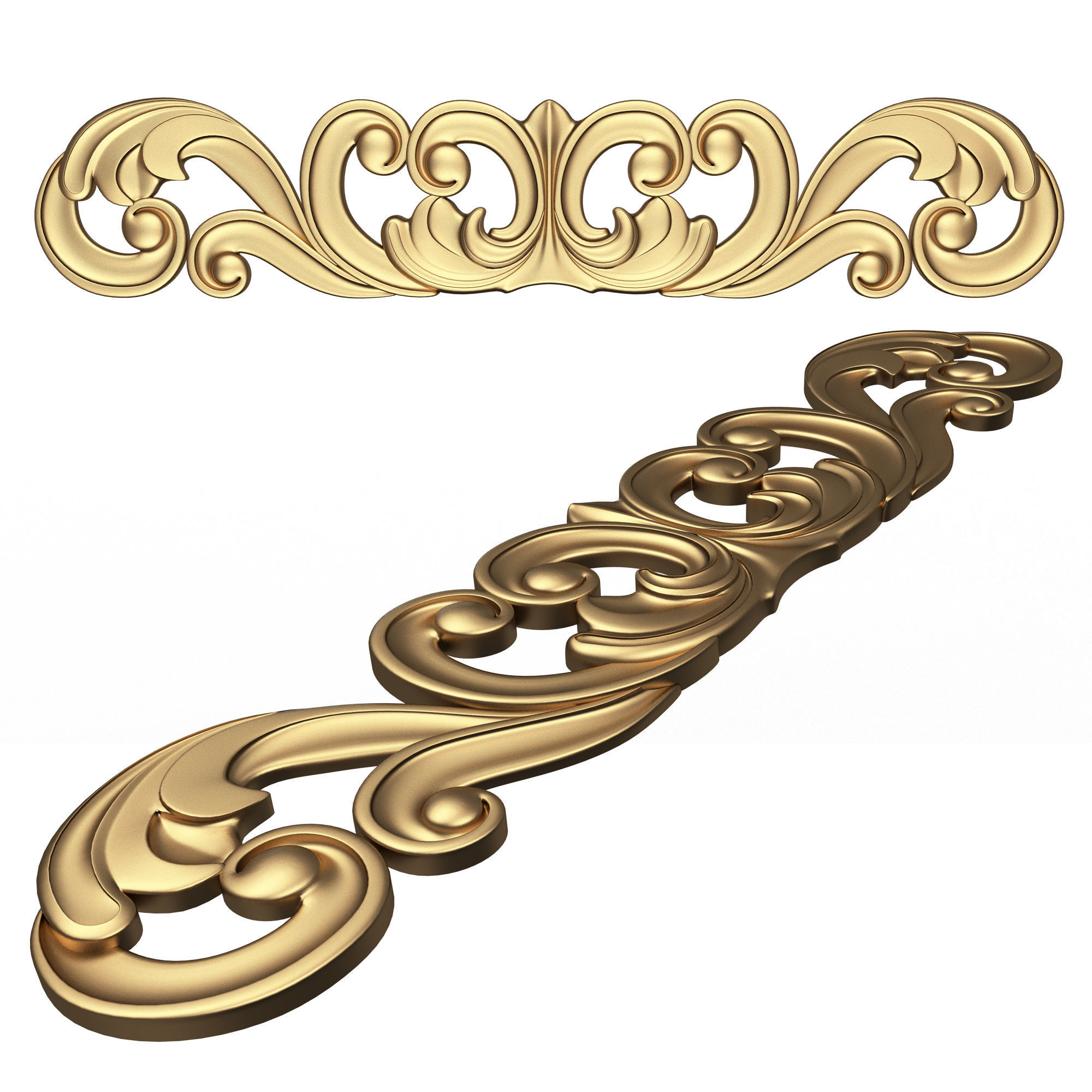 Collection of Carved Plaster Molding Decorations Low-poly 3D model_24