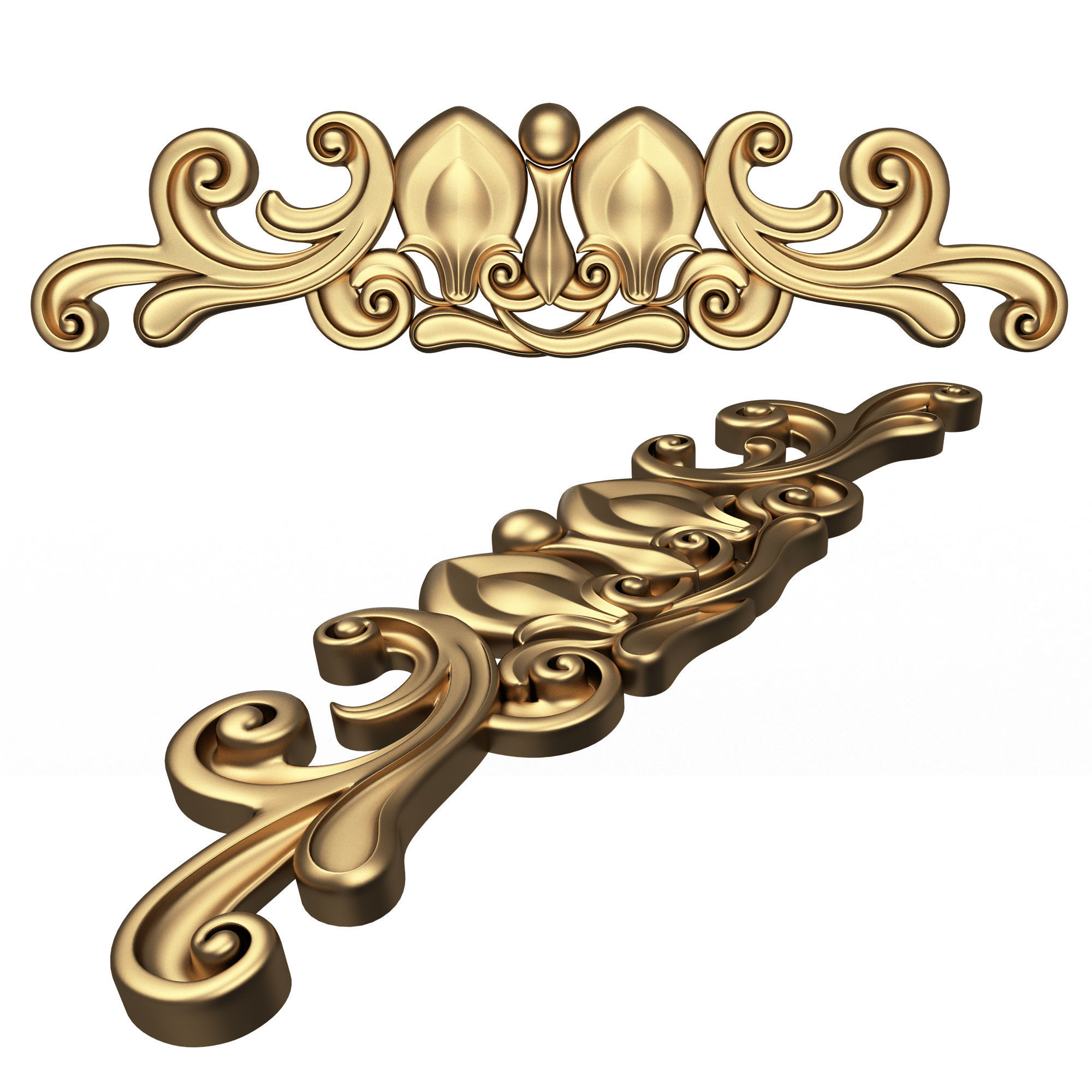 Collection of Carved Plaster Molding Decorations Low-poly 3D model_21