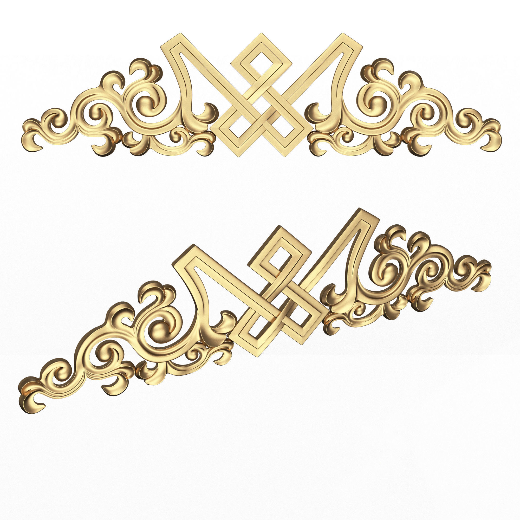 Collection of Carved Plaster Molding Decorations Low-poly 3D model_30