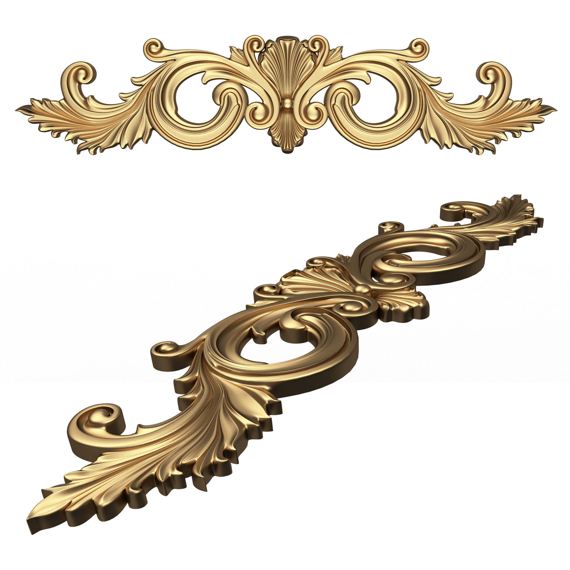 Collection of Carved Plaster Molding Decorations Low-poly 3D model_39