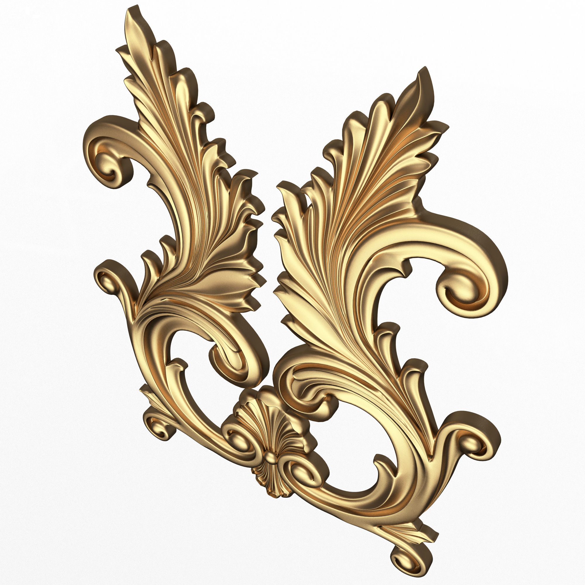 Collection of Carved Plaster Molding Decorations Low-poly 3D model_38