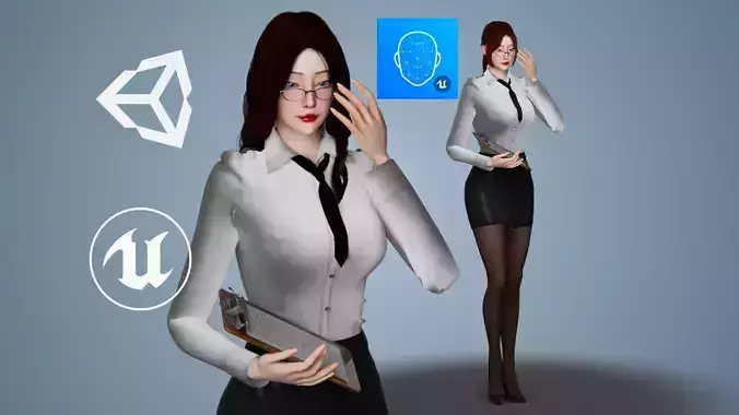 Office Woman - GameReady Low-poly 3D model