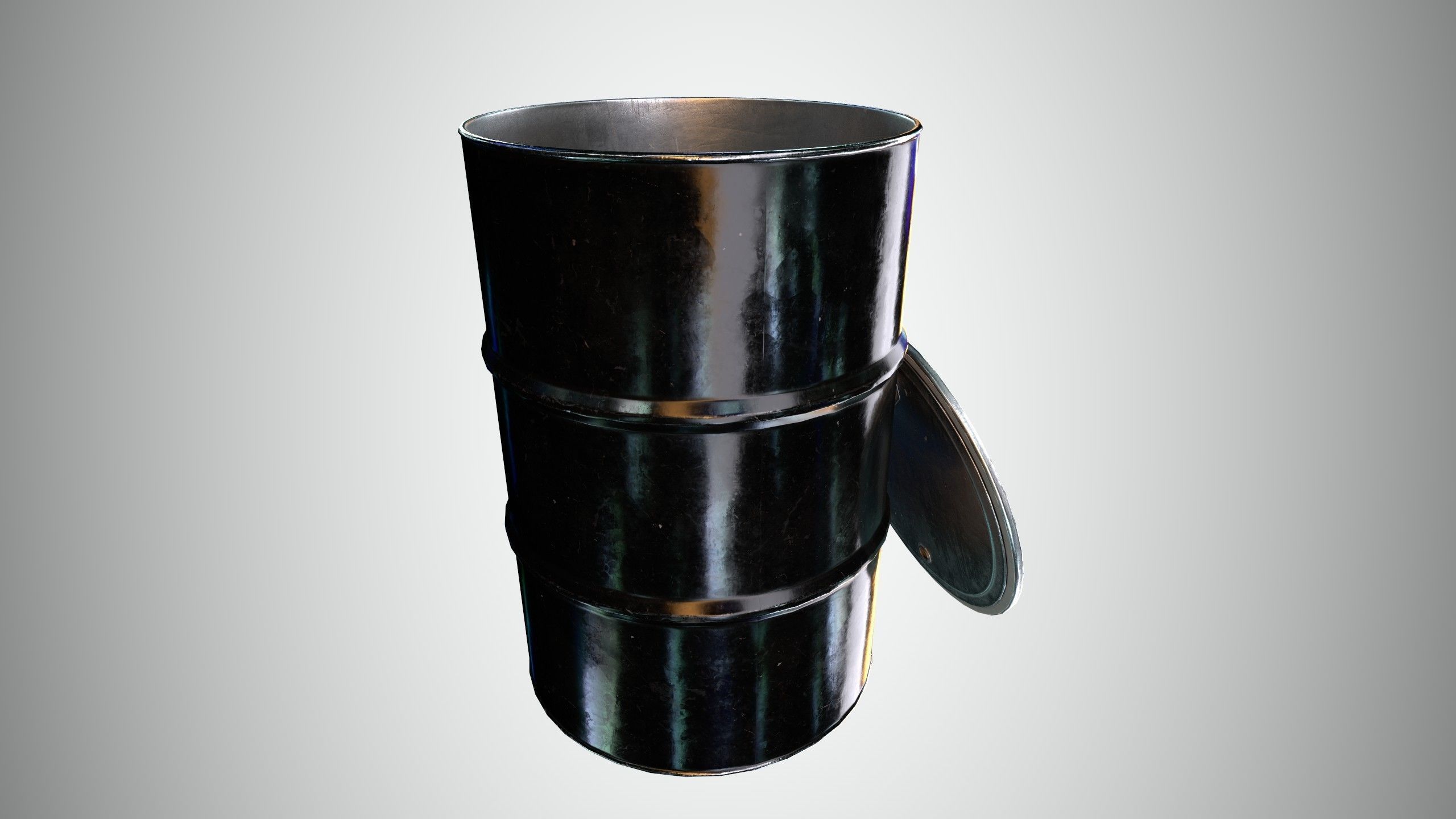 Oil Barrel 2 Open Low-poly 3D model_23