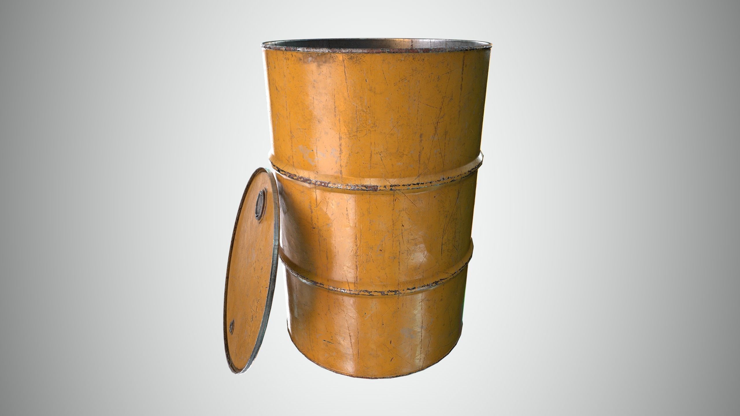 Oil Barrel 2 Open Low-poly 3D model_10