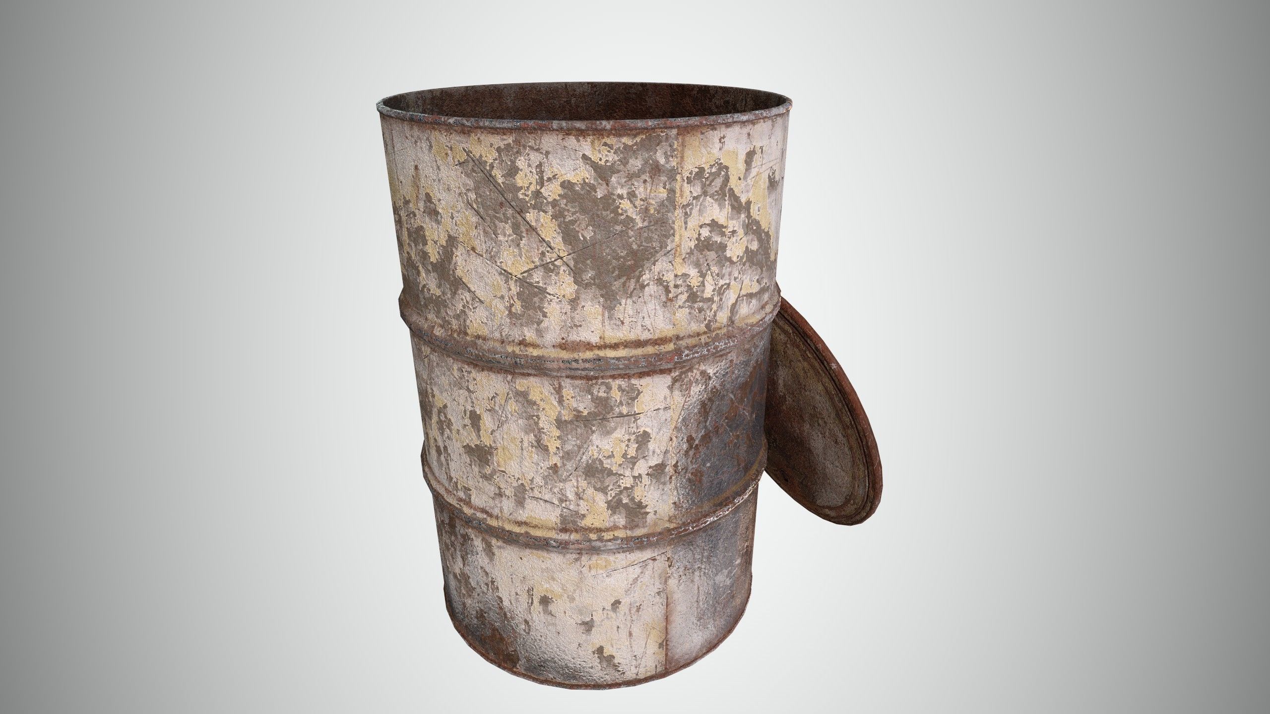 Oil Barrel 2 Open Low-poly 3D model_7