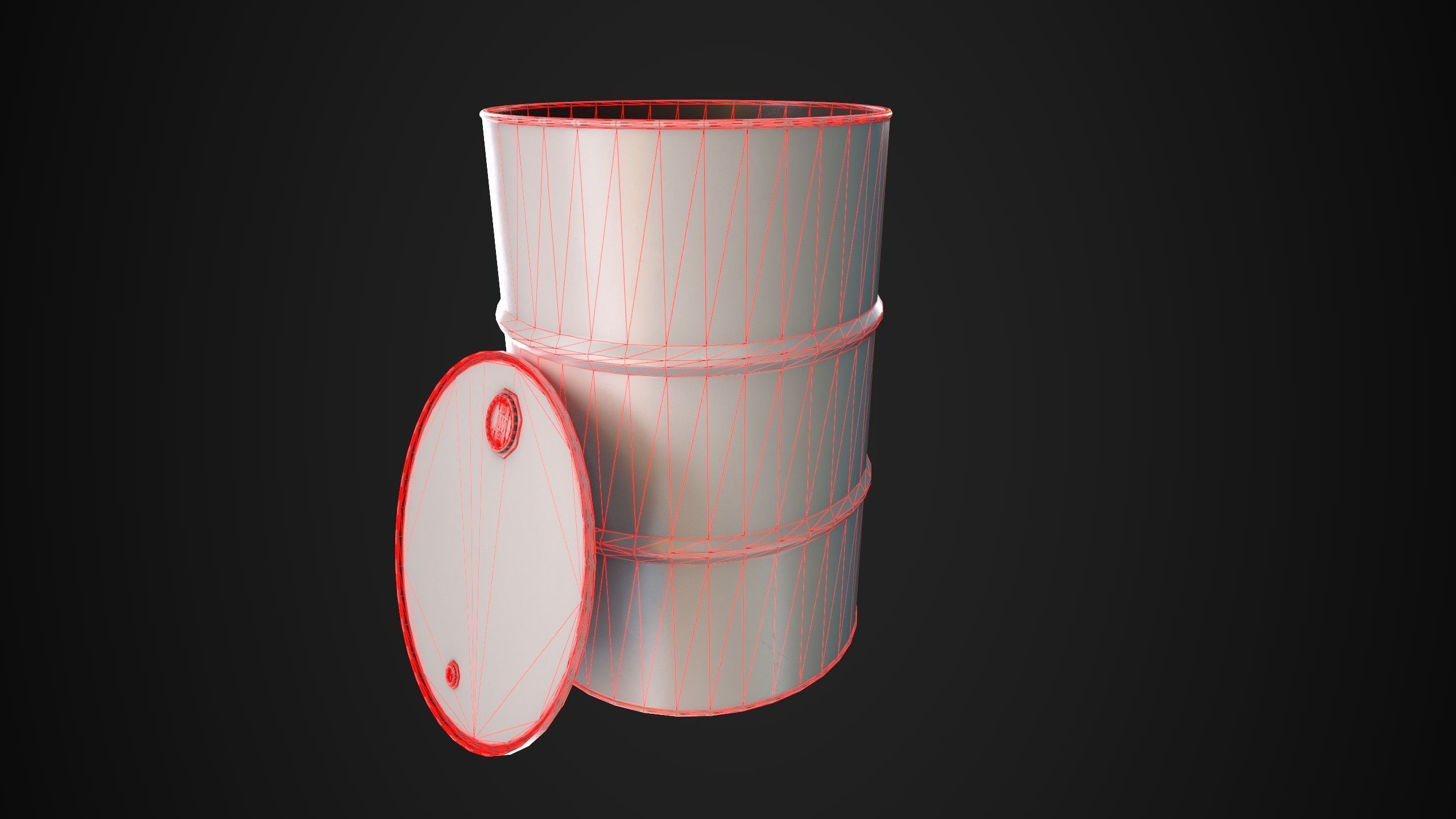 Oil Barrel 2 Open Low-poly 3D model_26