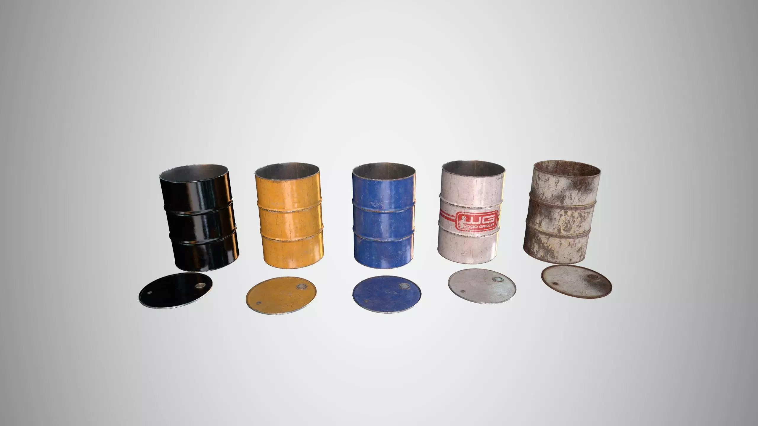 Oil Barrel 2 Open Low-poly 3D model_0