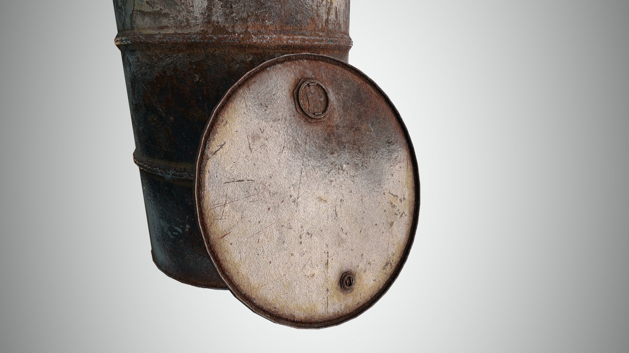 Oil Barrel 2 Open Low-poly 3D model_9