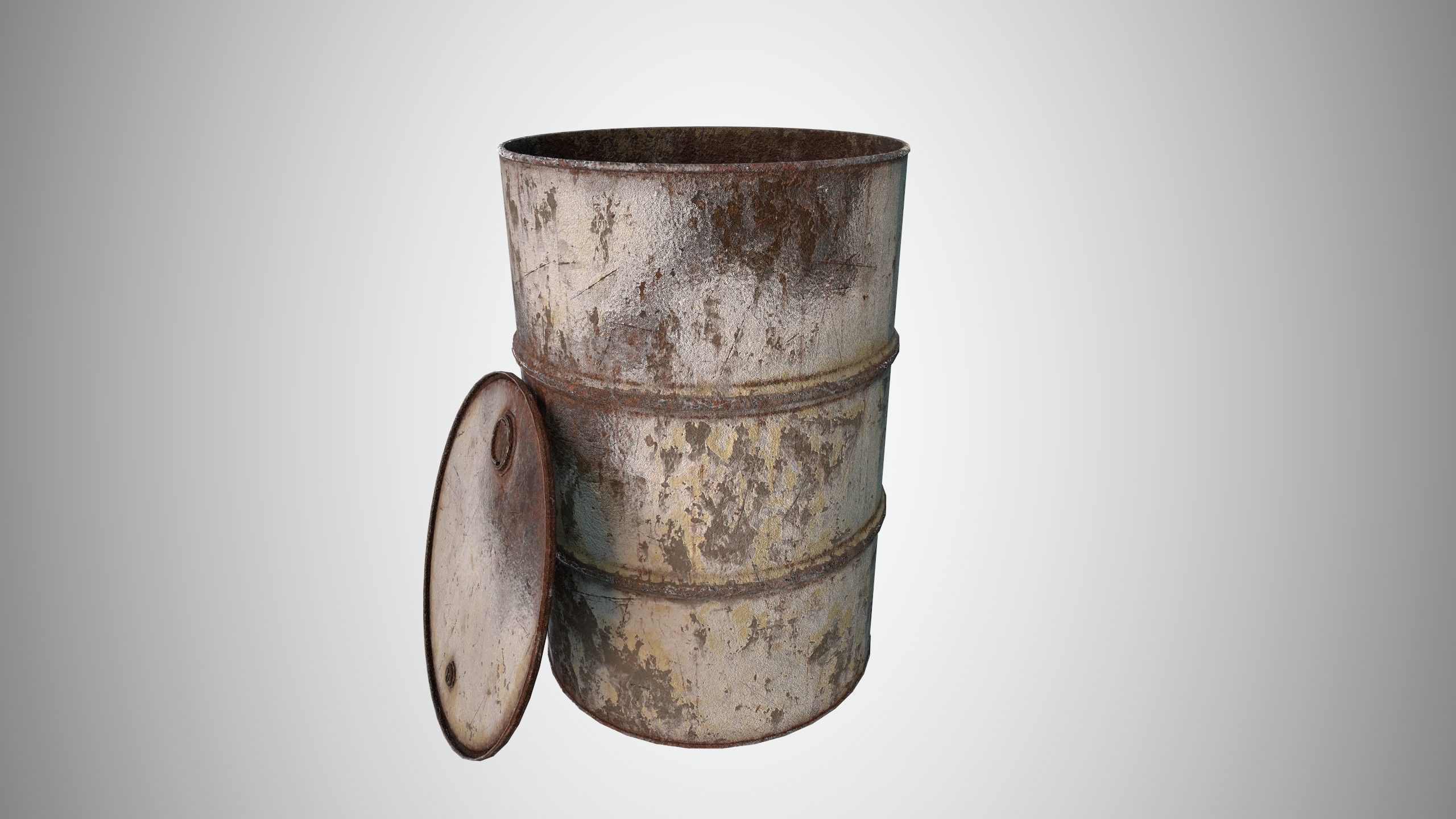Oil Barrel 2 Open Low-poly 3D model_6