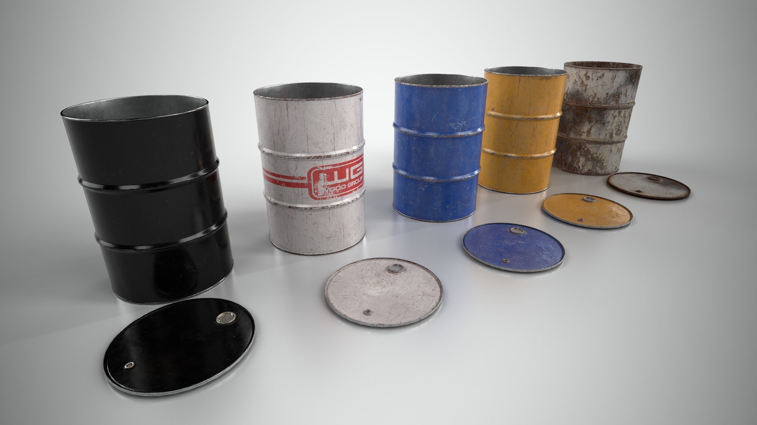 Oil Barrel 2 Open Low-poly 3D model_2