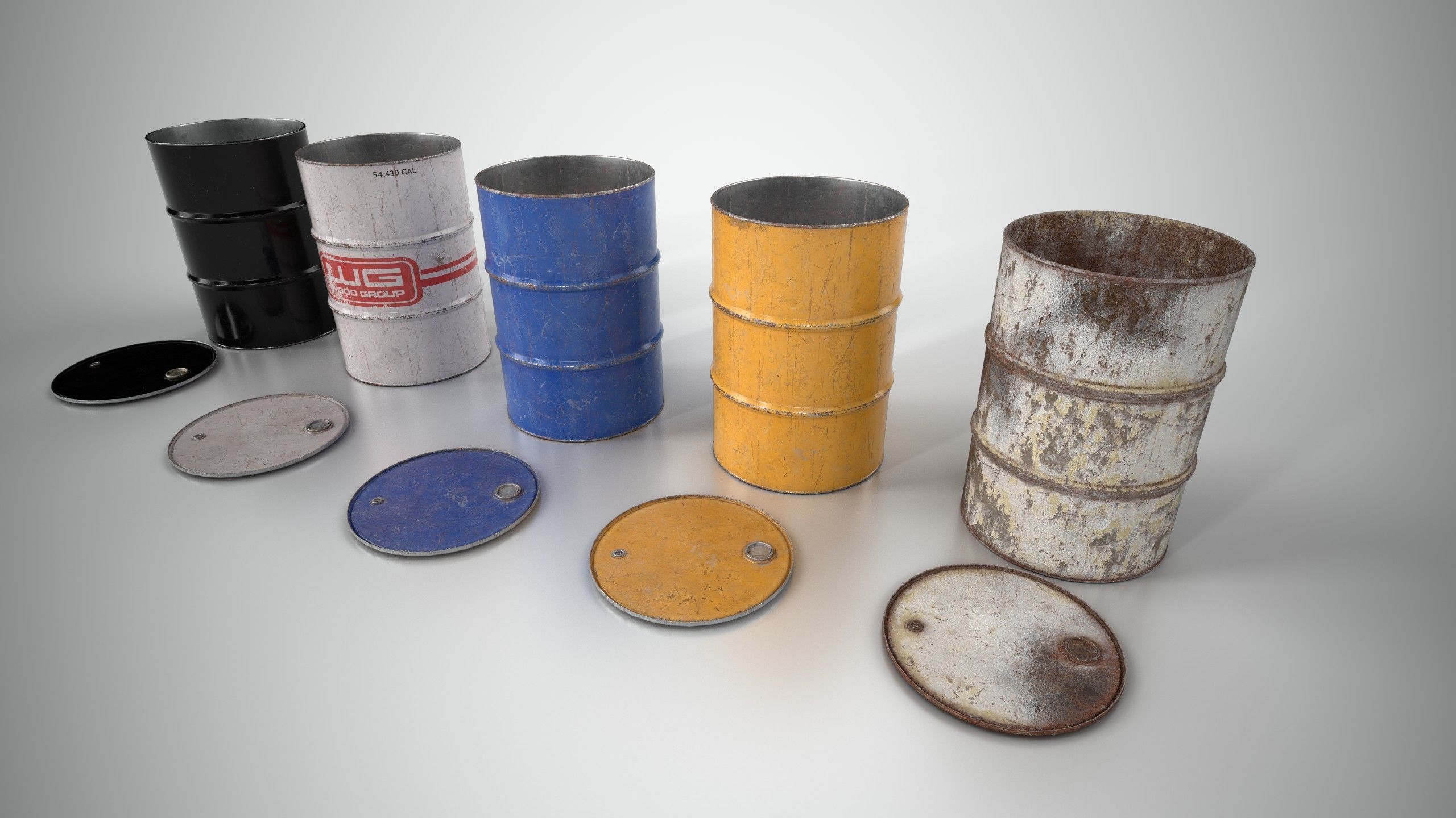 Oil Barrel 2 Open Low-poly 3D model_3