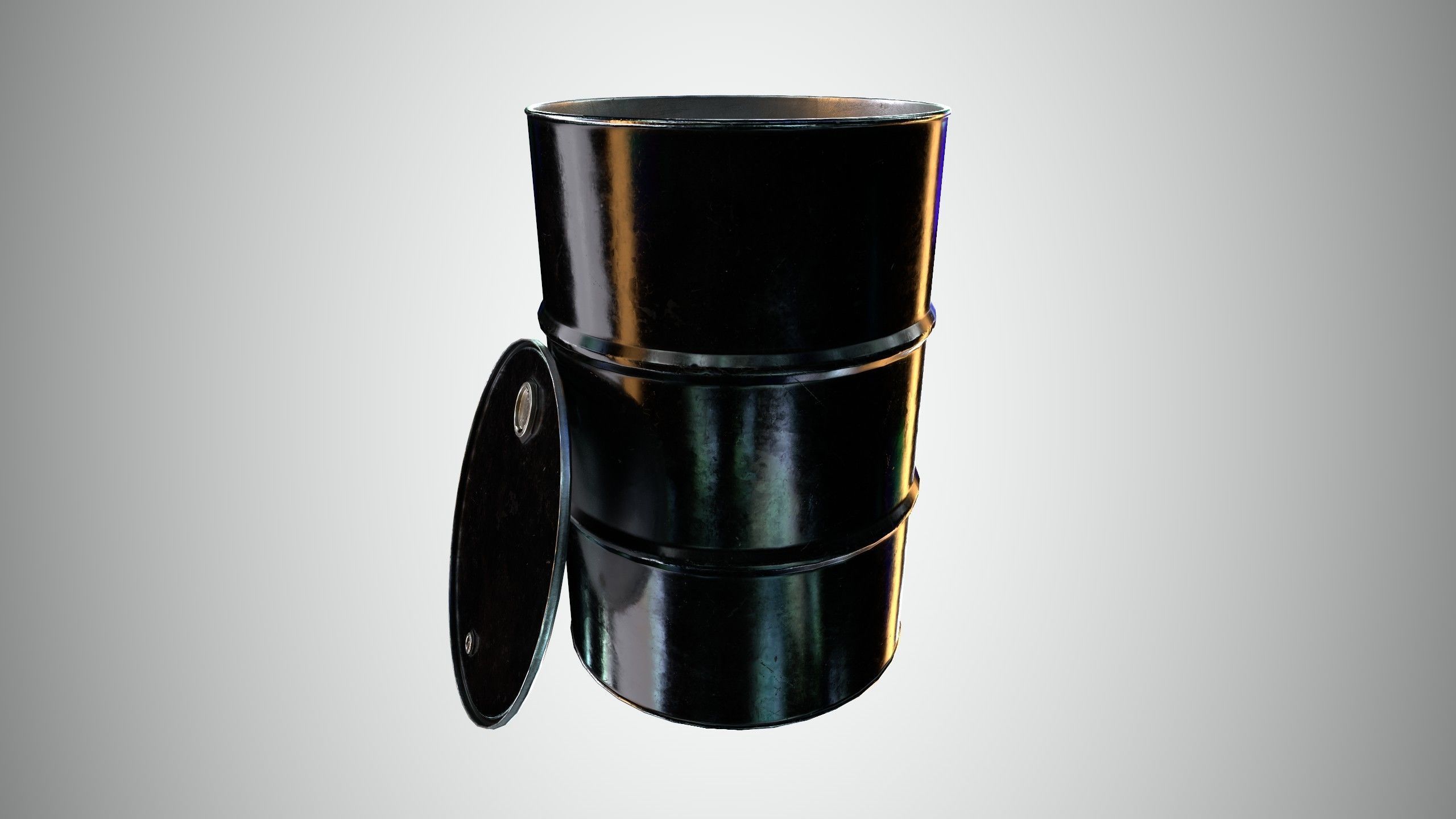 Oil Barrel 2 Open Low-poly 3D model_22