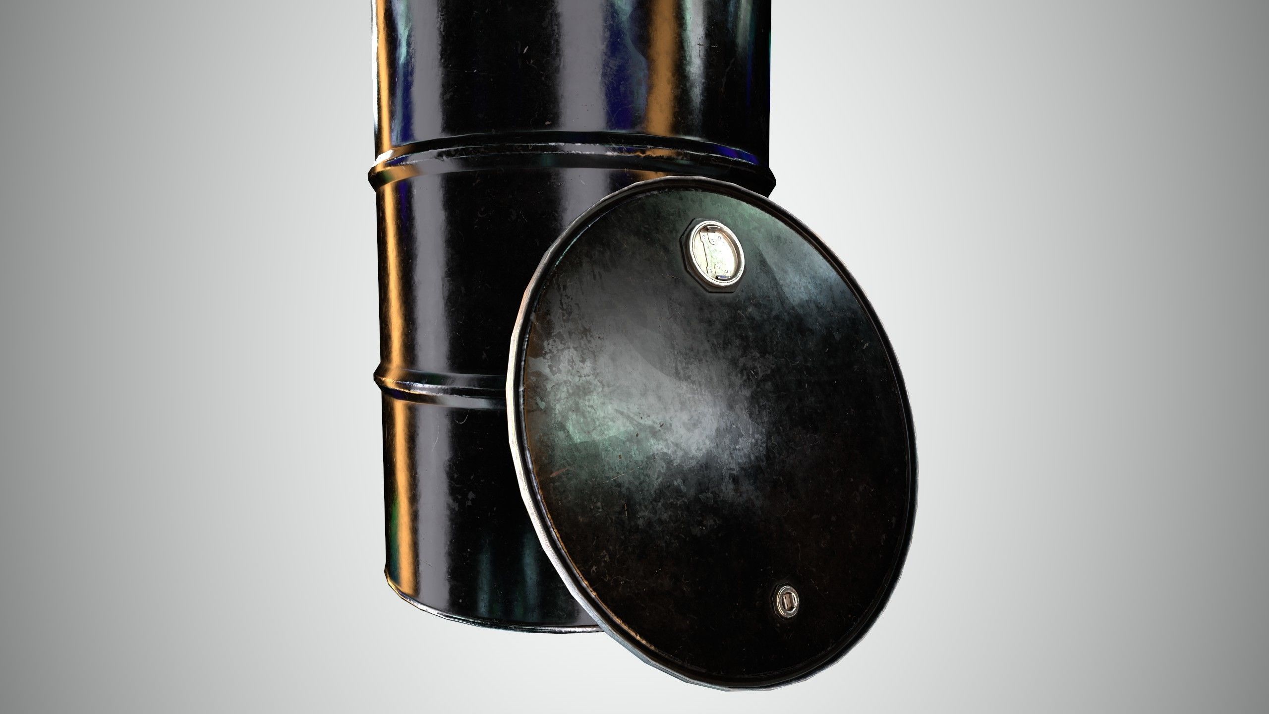 Oil Barrel 2 Open Low-poly 3D model_25