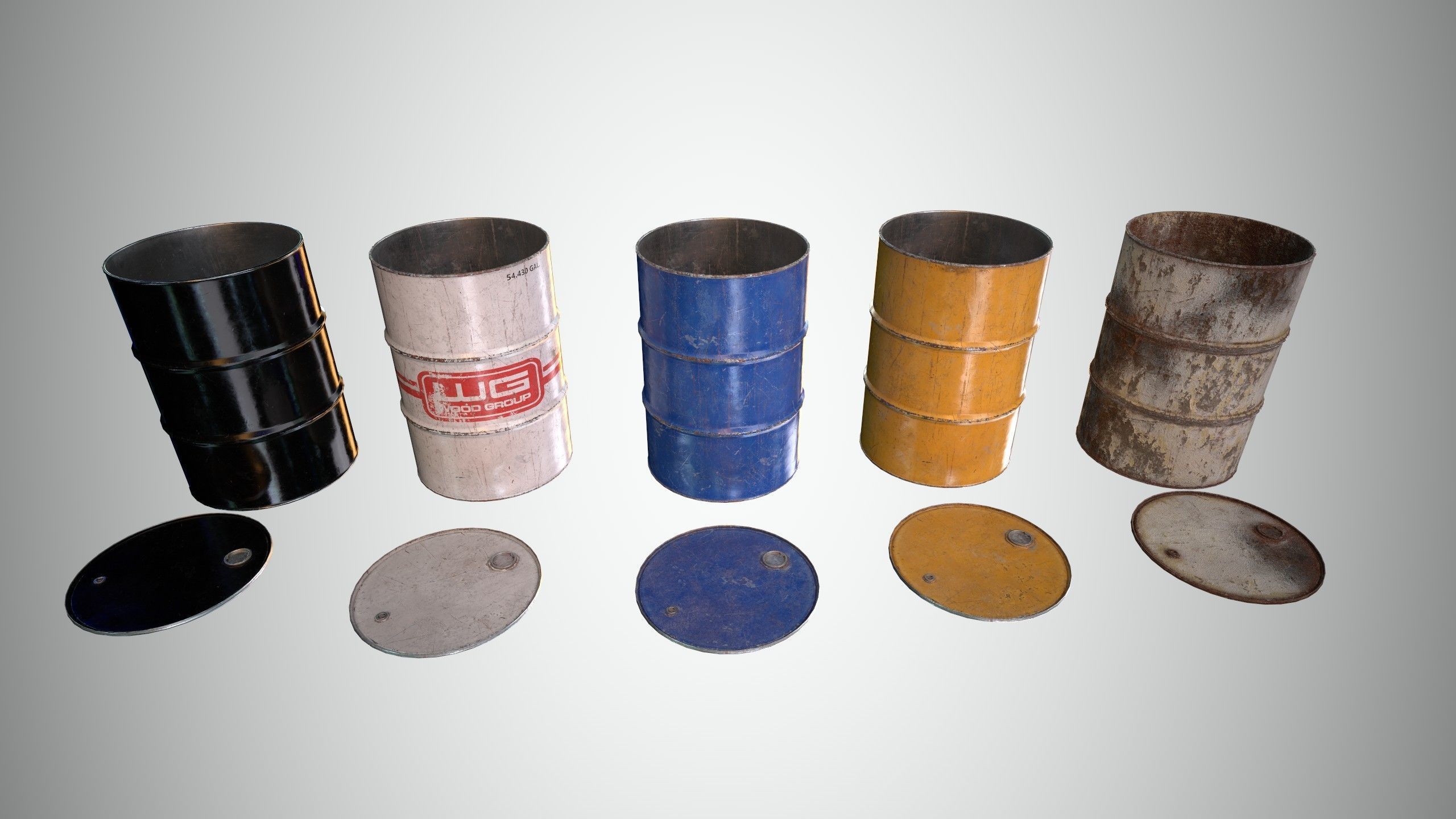 Oil Barrel 2 Open Low-poly 3D model_1