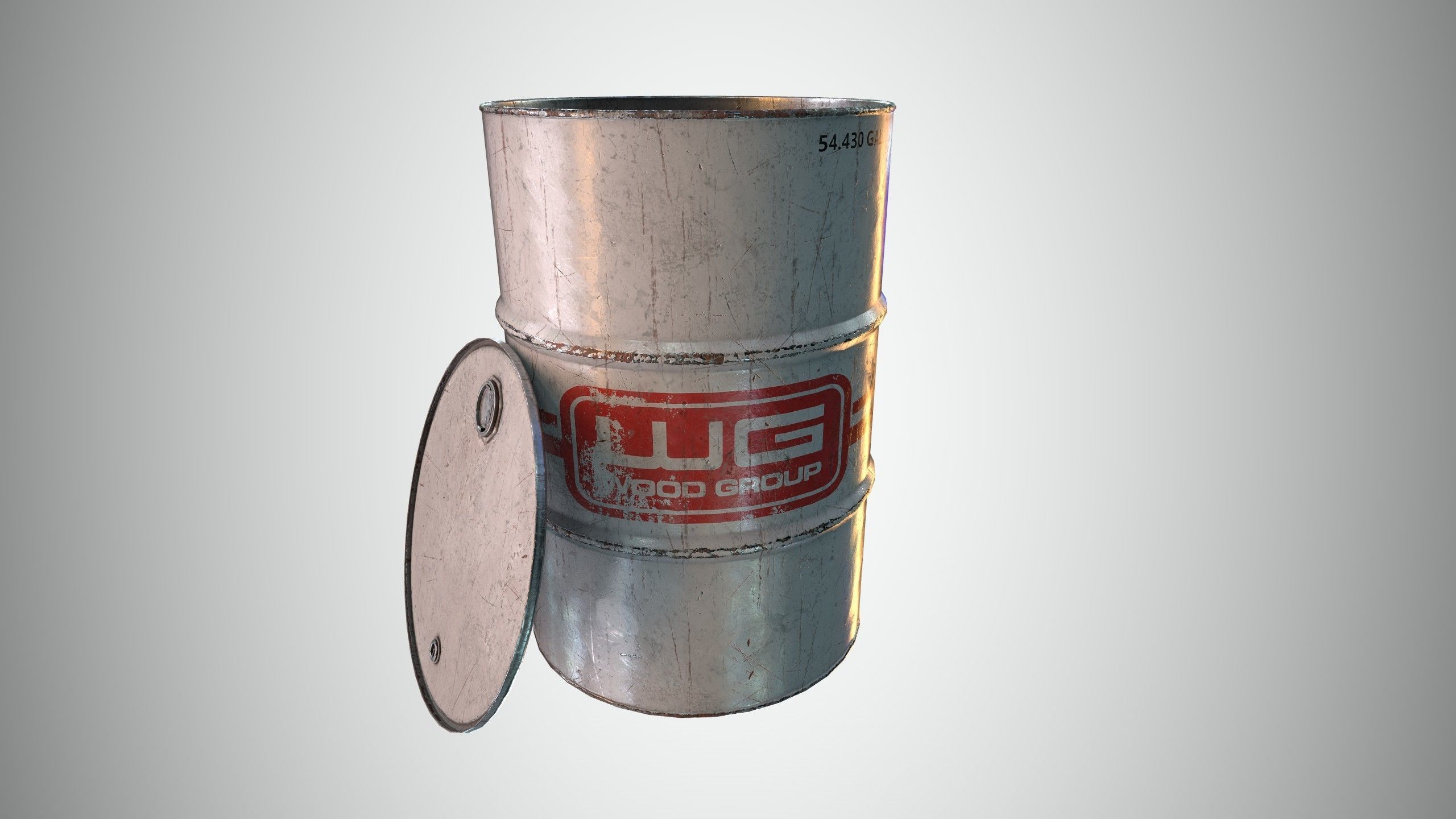 Oil Barrel 2 Open Low-poly 3D model_14