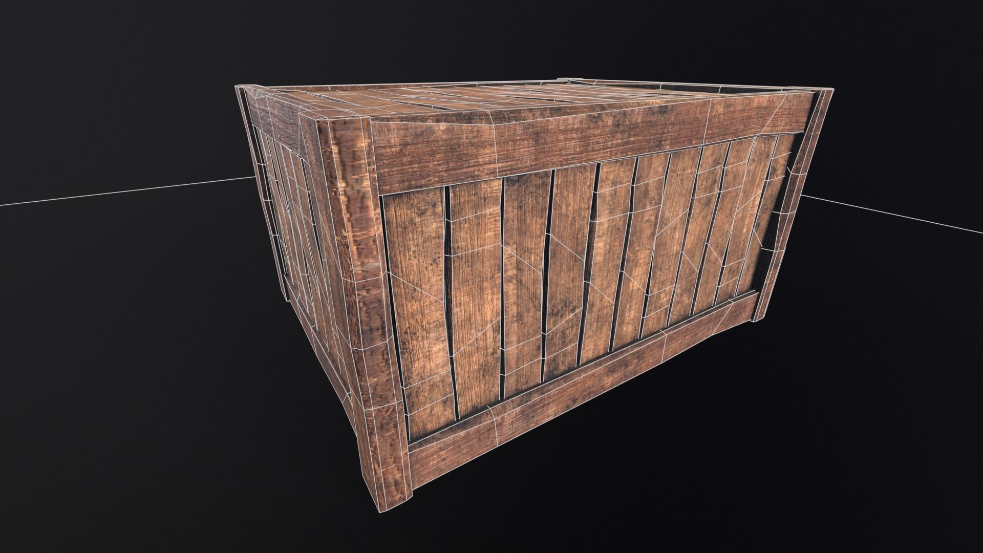 Wooden Box Low-poly 3D model_13