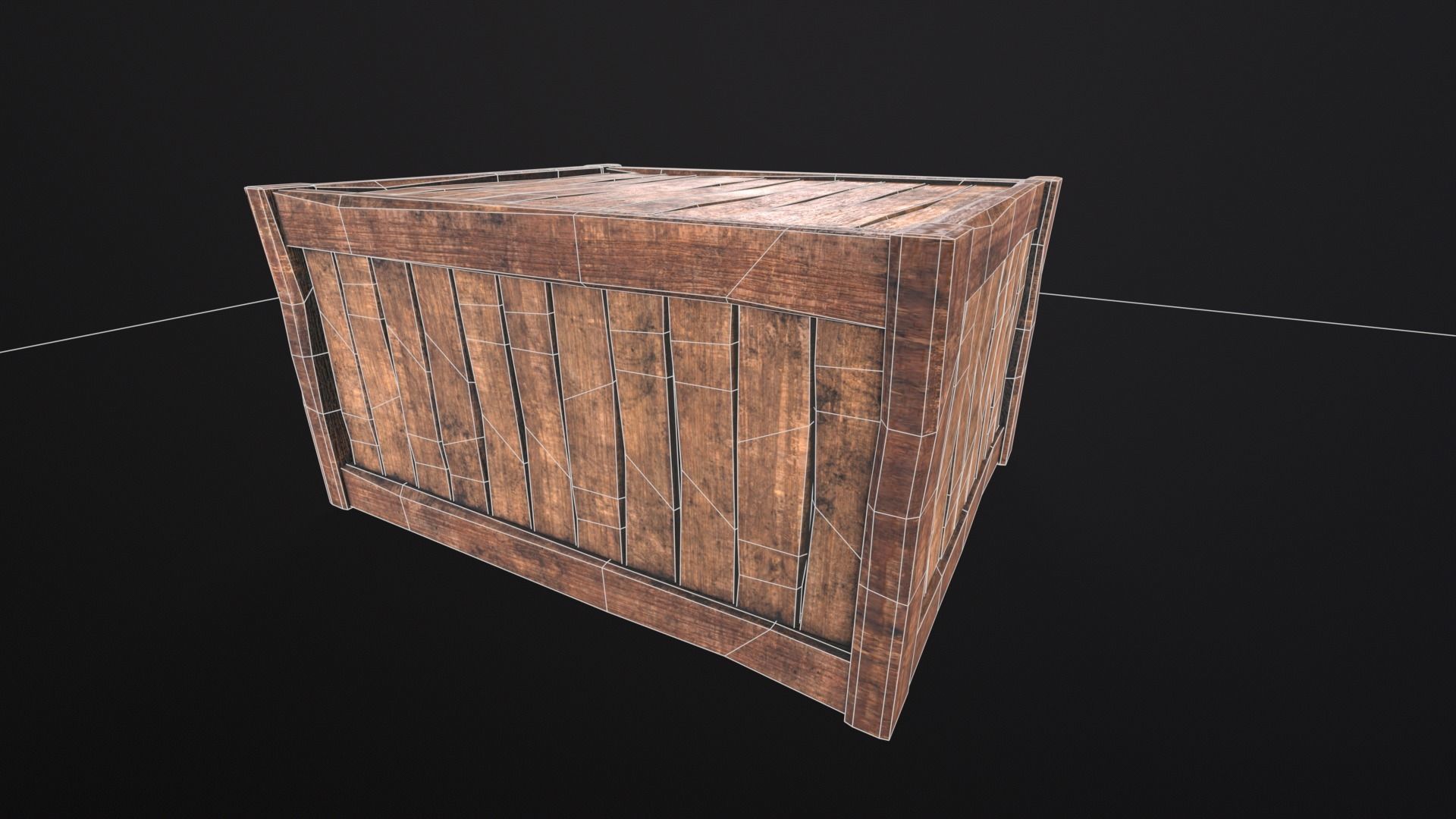Wooden Box Low-poly 3D model_14