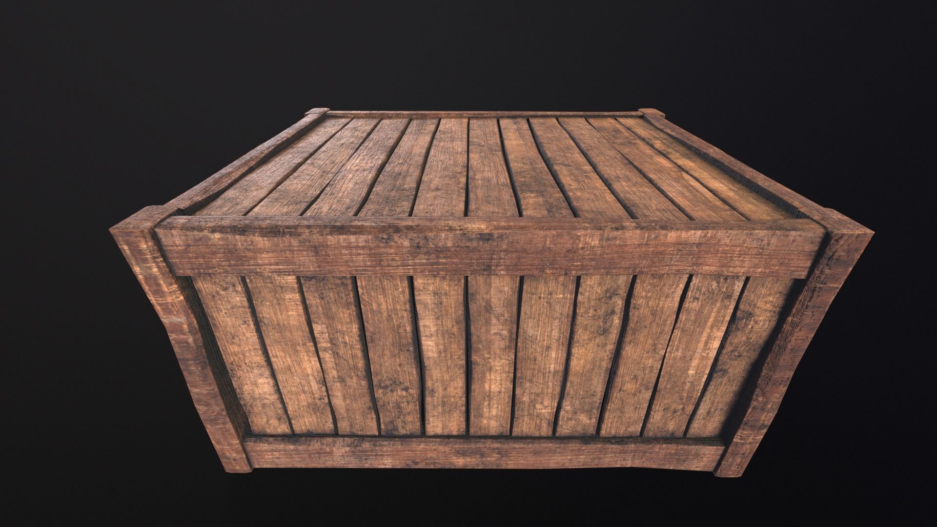 Wooden Box Low-poly 3D model_9
