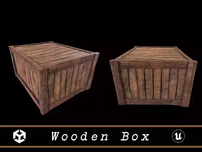 Wooden Box Low-poly 3D model