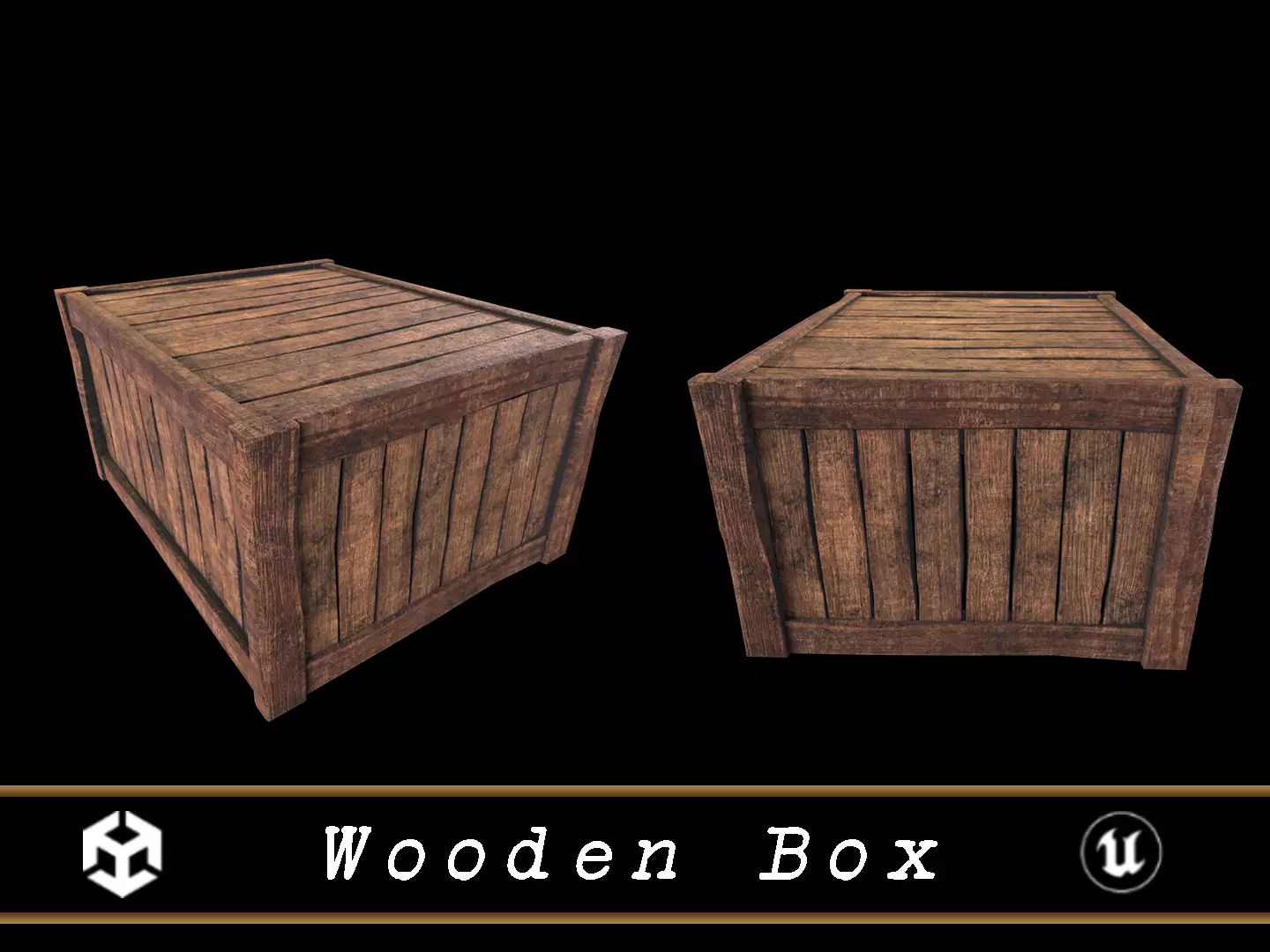 Wooden Box Low-poly 3D model_0