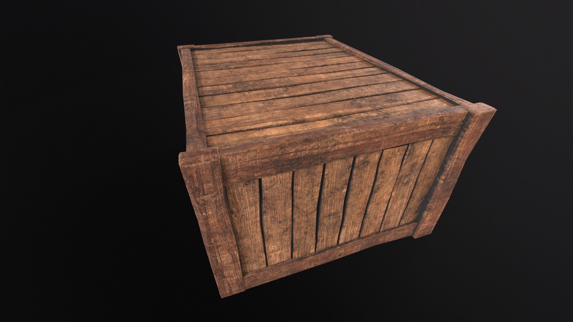 Wooden Box Low-poly 3D model_10