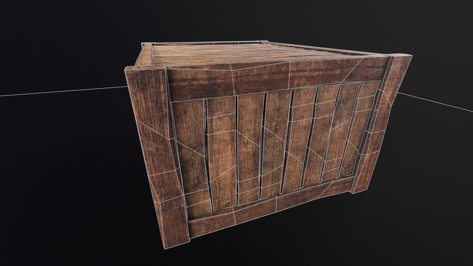 Wooden Box Low-poly 3D model_5