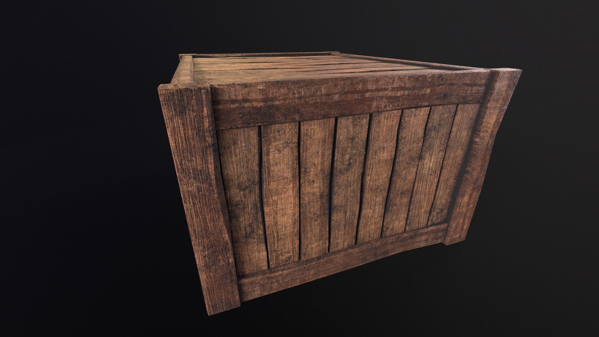 Wooden Box Low-poly 3D model_3