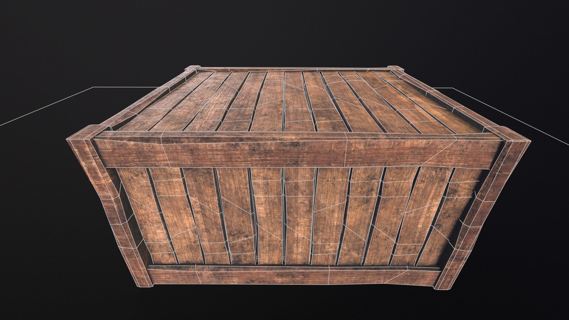 Wooden Box Low-poly 3D model_7