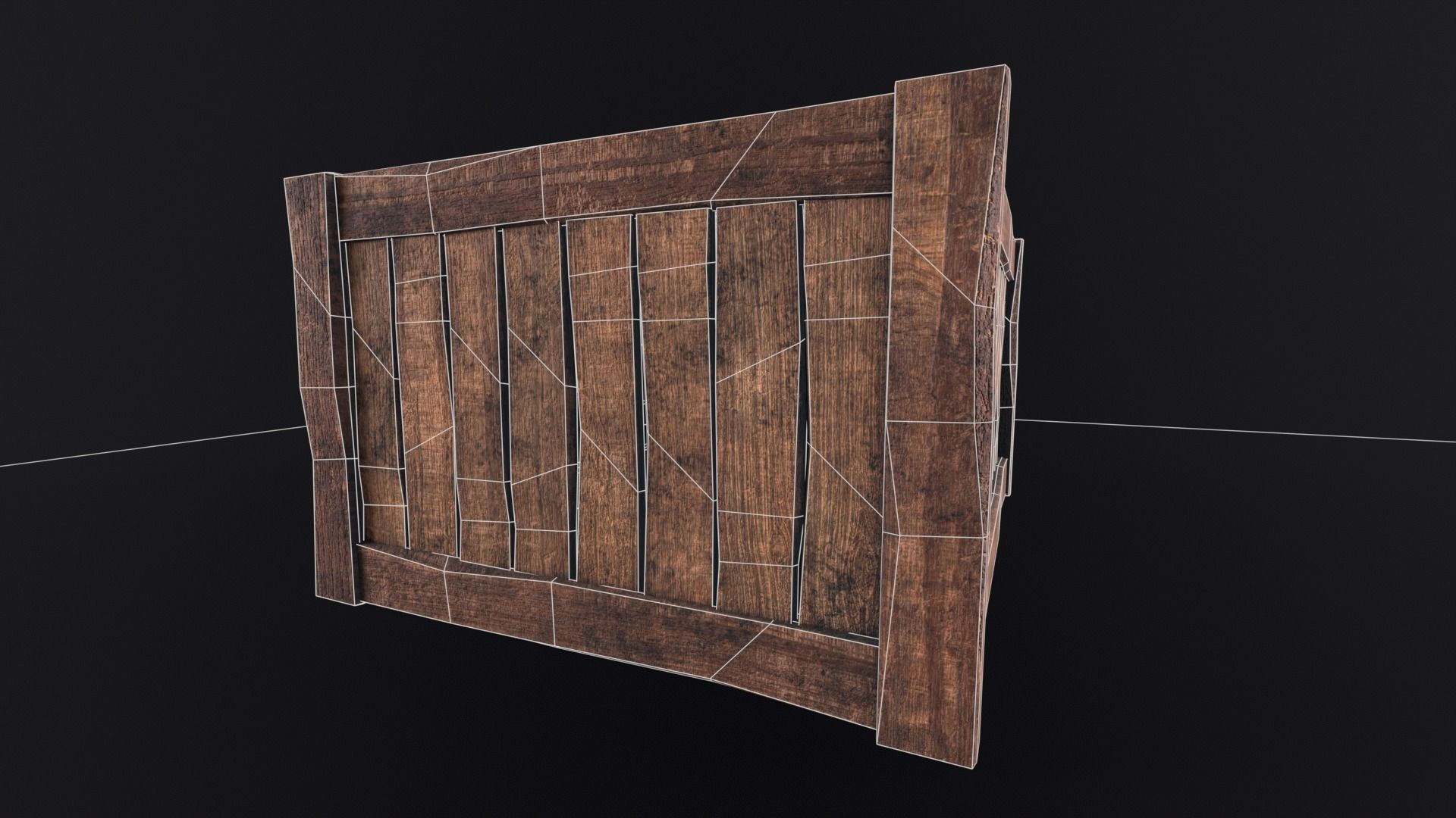 Wooden Box Low-poly 3D model_6