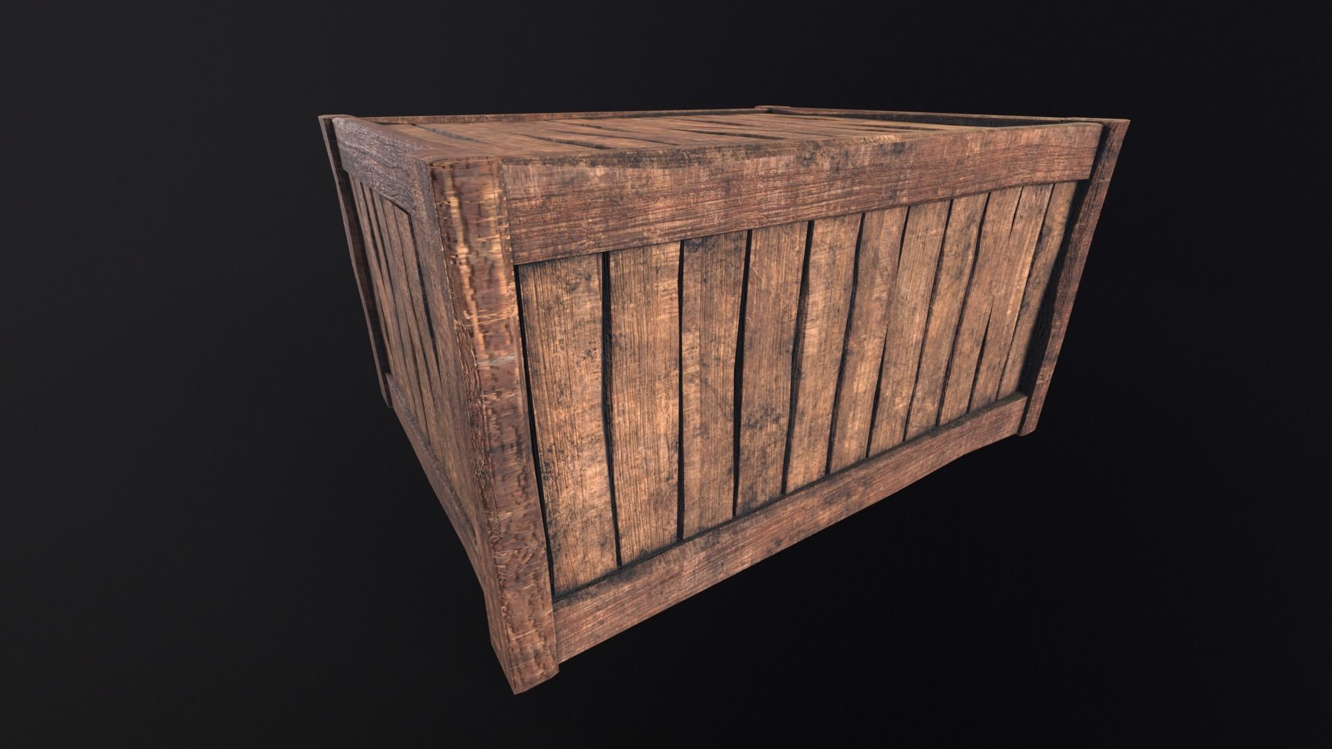 Wooden Box Low-poly 3D model_16