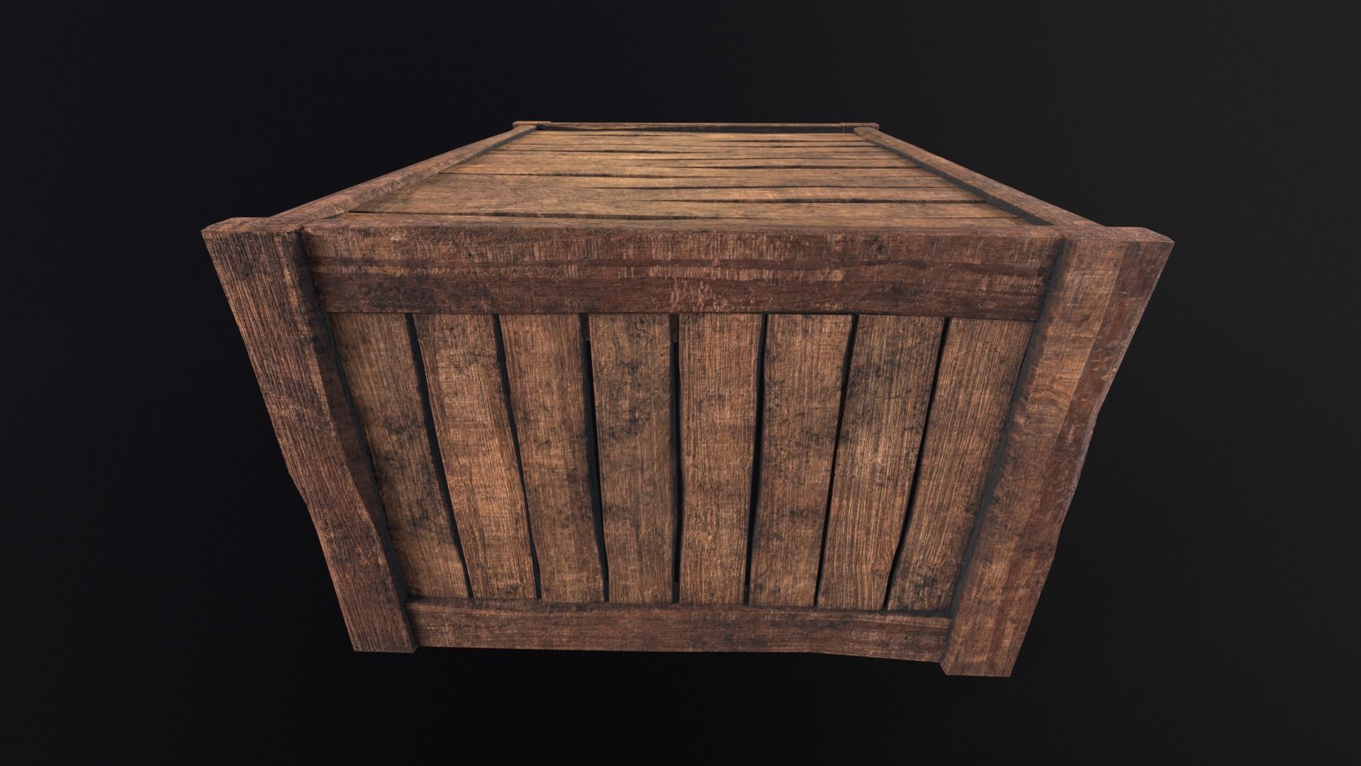 Wooden Box Low-poly 3D model_8