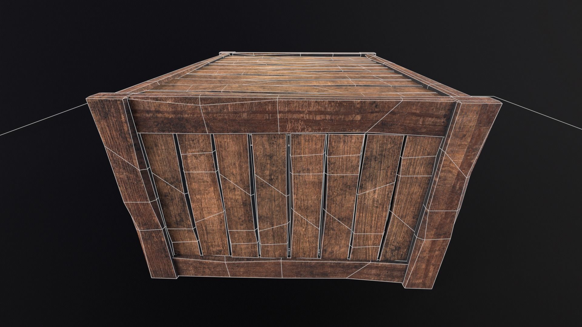 Wooden Box Low-poly 3D model_11