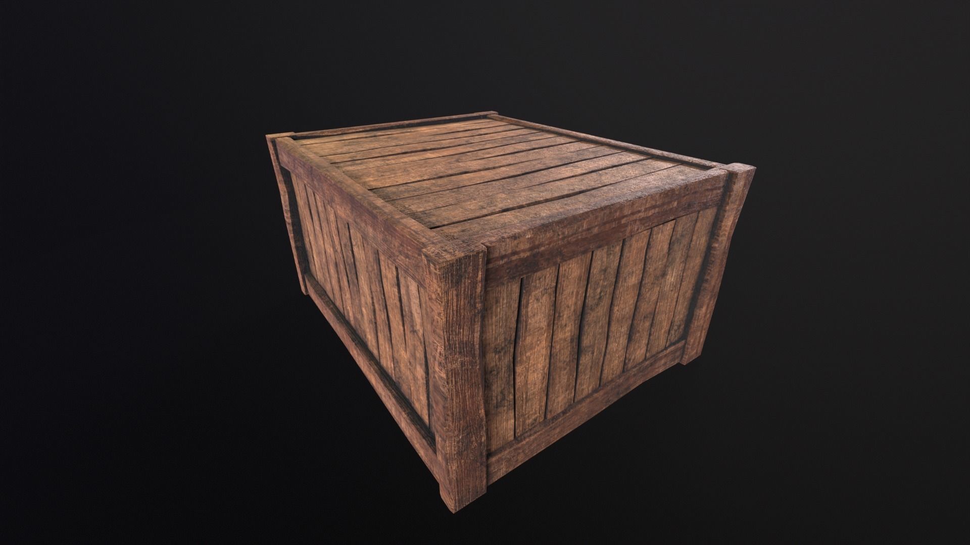 Wooden Box Low-poly 3D model_2