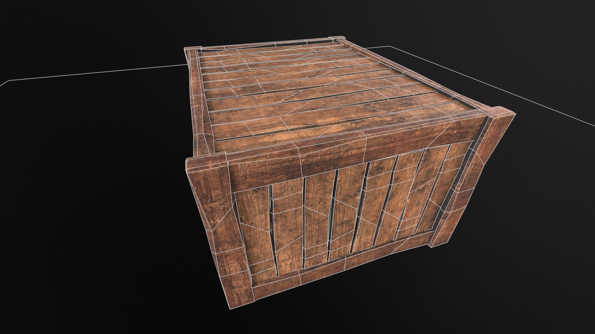 Wooden Box Low-poly 3D model_21
