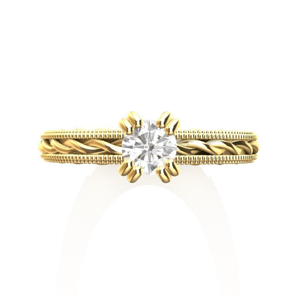 Solitaire Engagement Ring 3D print model_2