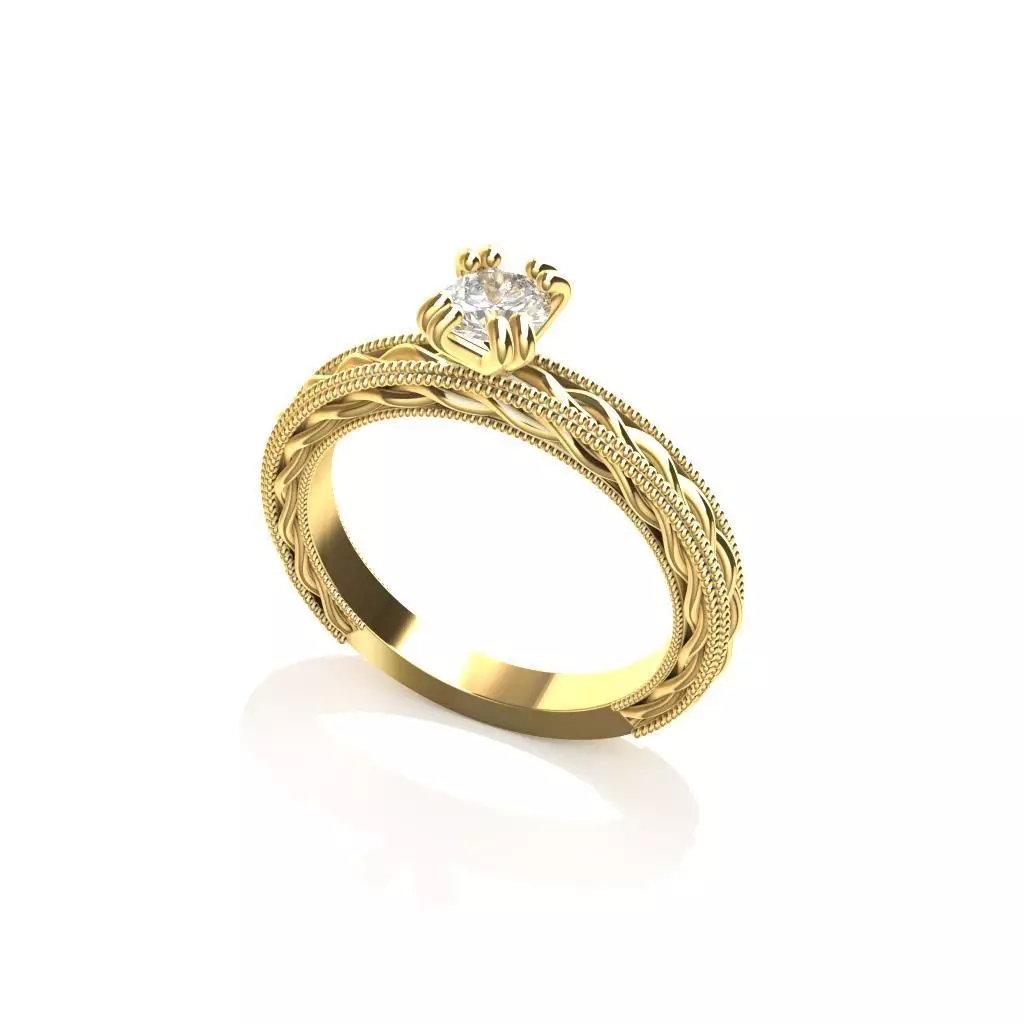 Solitaire Engagement Ring 3D print model_0