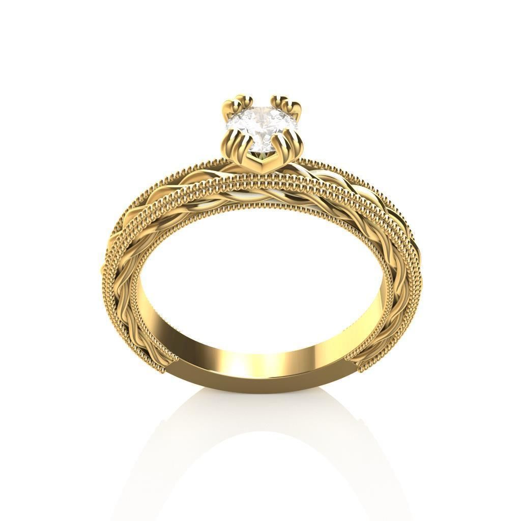 Solitaire Engagement Ring 3D print model_3