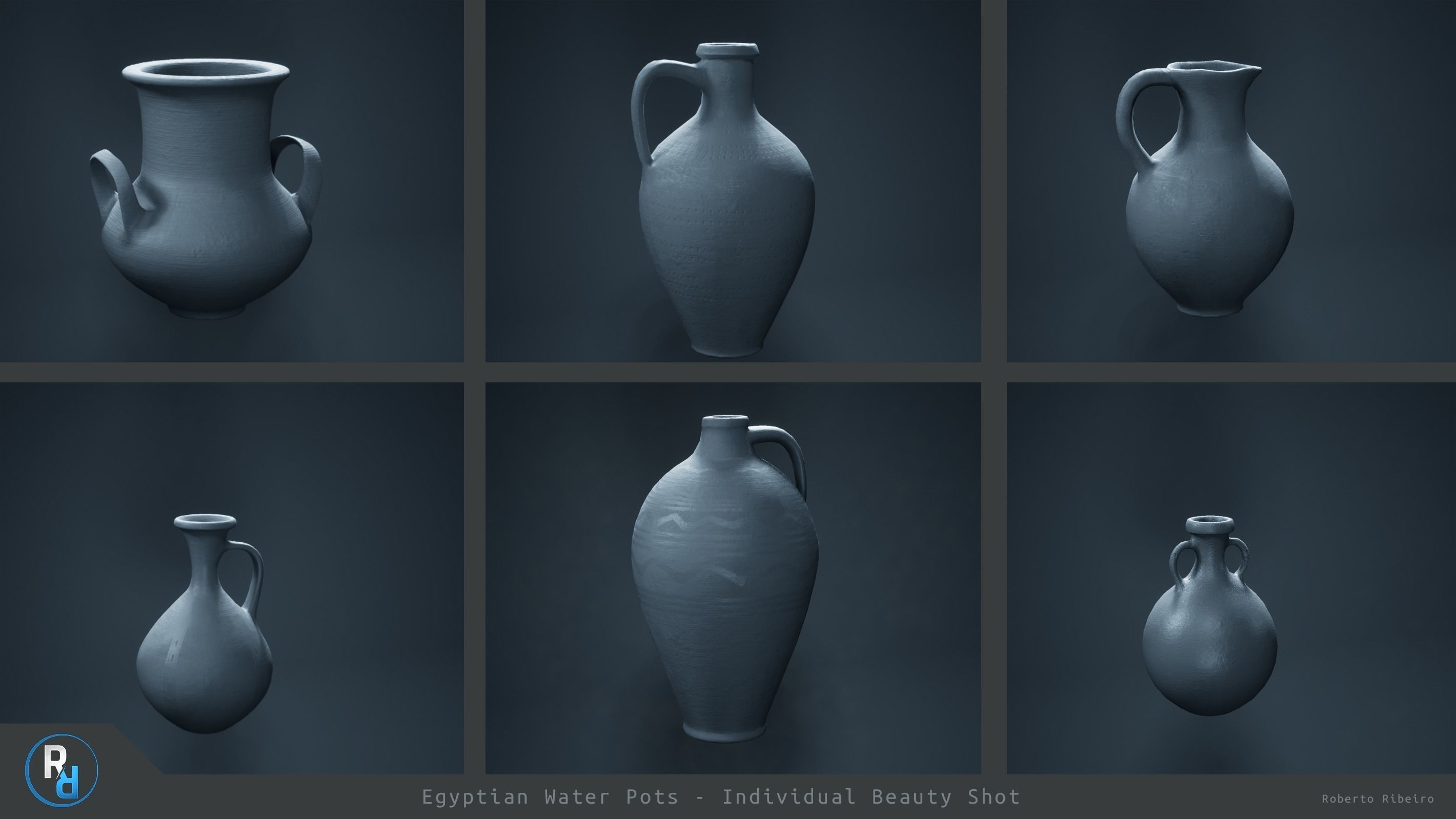 Egyptian Pot D Low-poly 3D model_2
