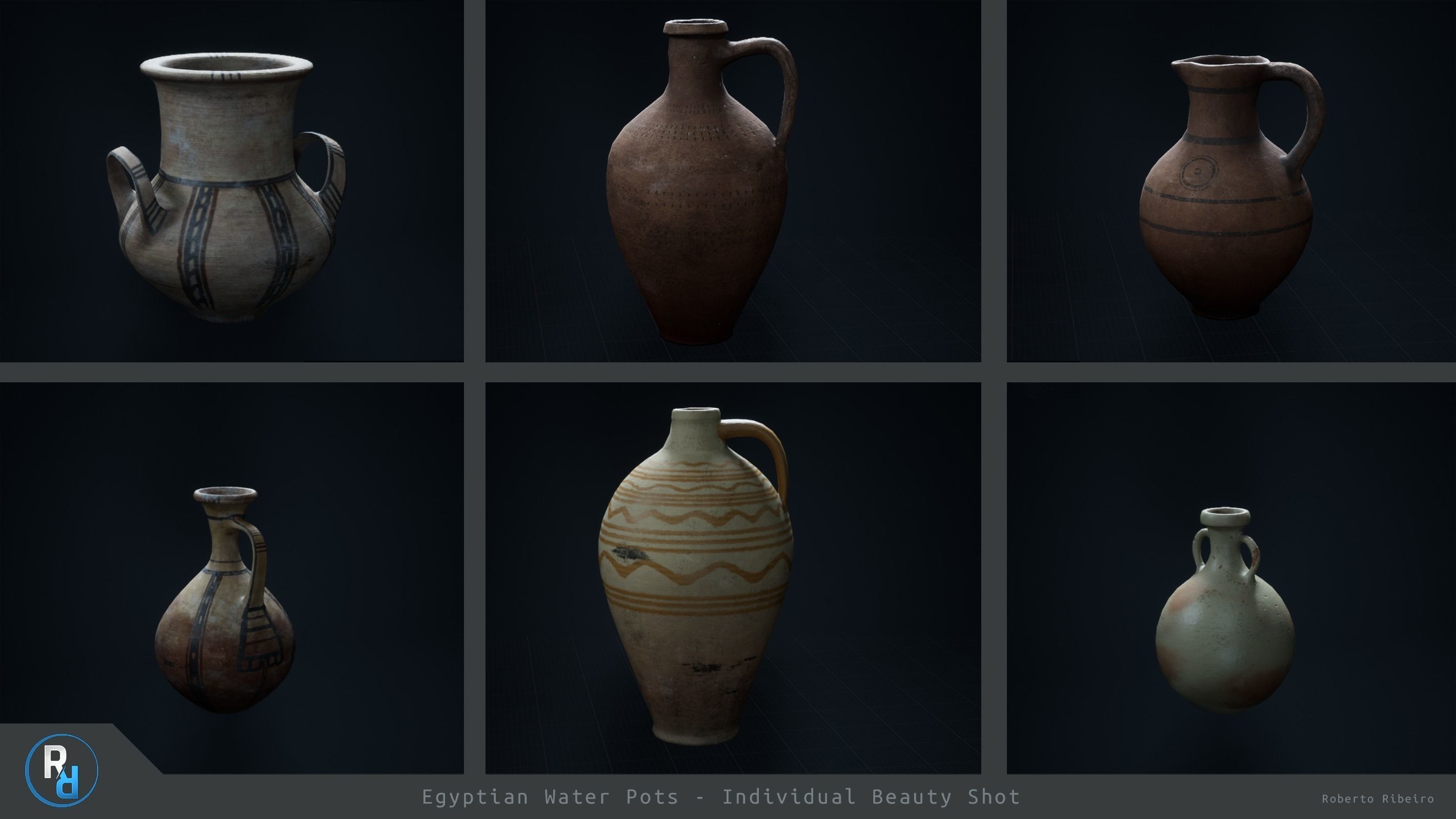 Egyptian Pot D Low-poly 3D model_3