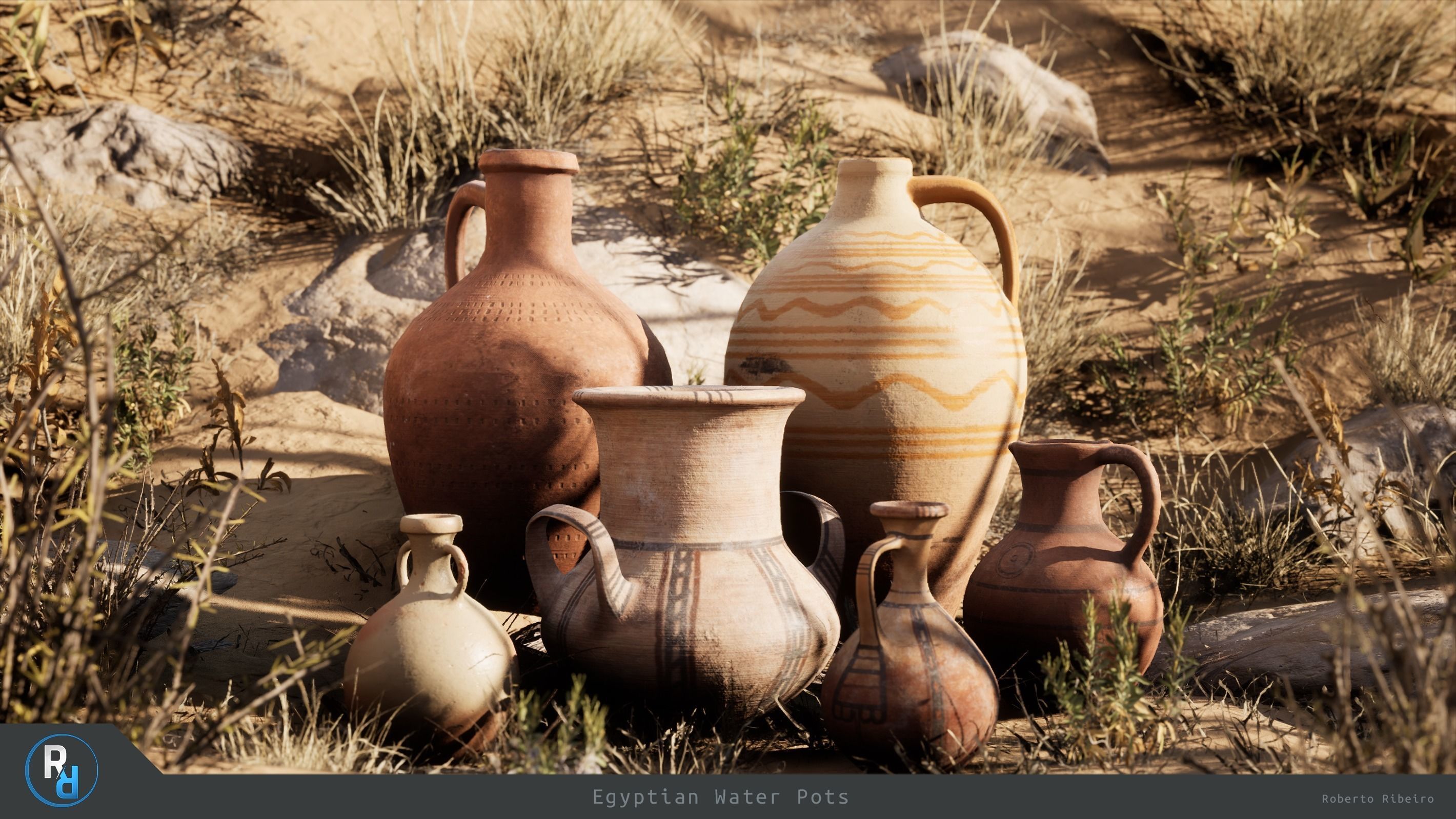 Egyptian Pot D Low-poly 3D model_4