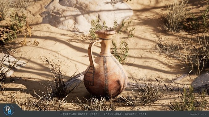 Egyptian Pot E Low-poly 3D model