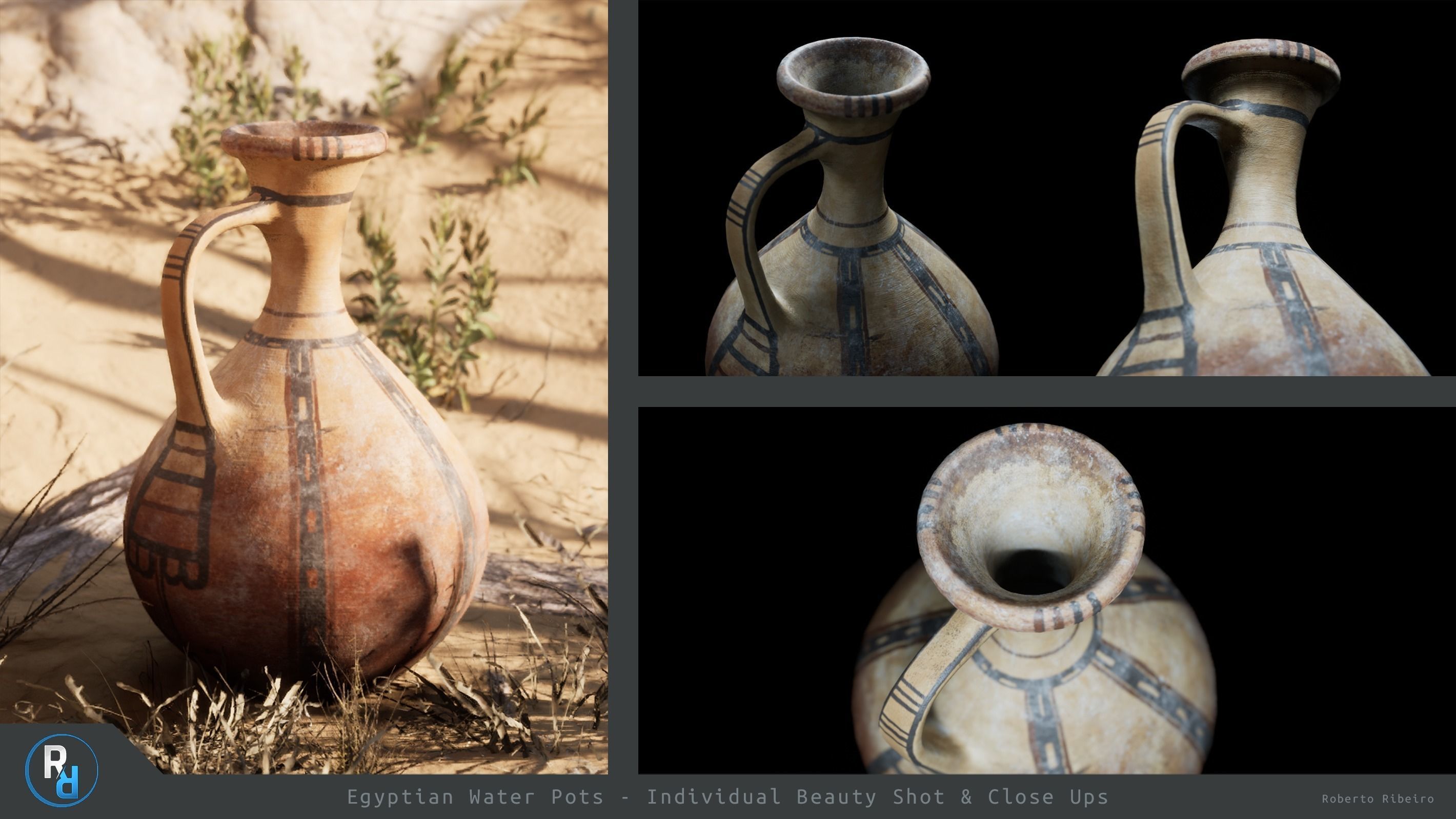 Egyptian Pot E Low-poly 3D model_1